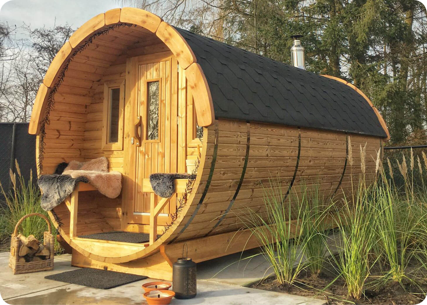 Finse sauna zelfbouw op stenen ondergrond ticra outdoor